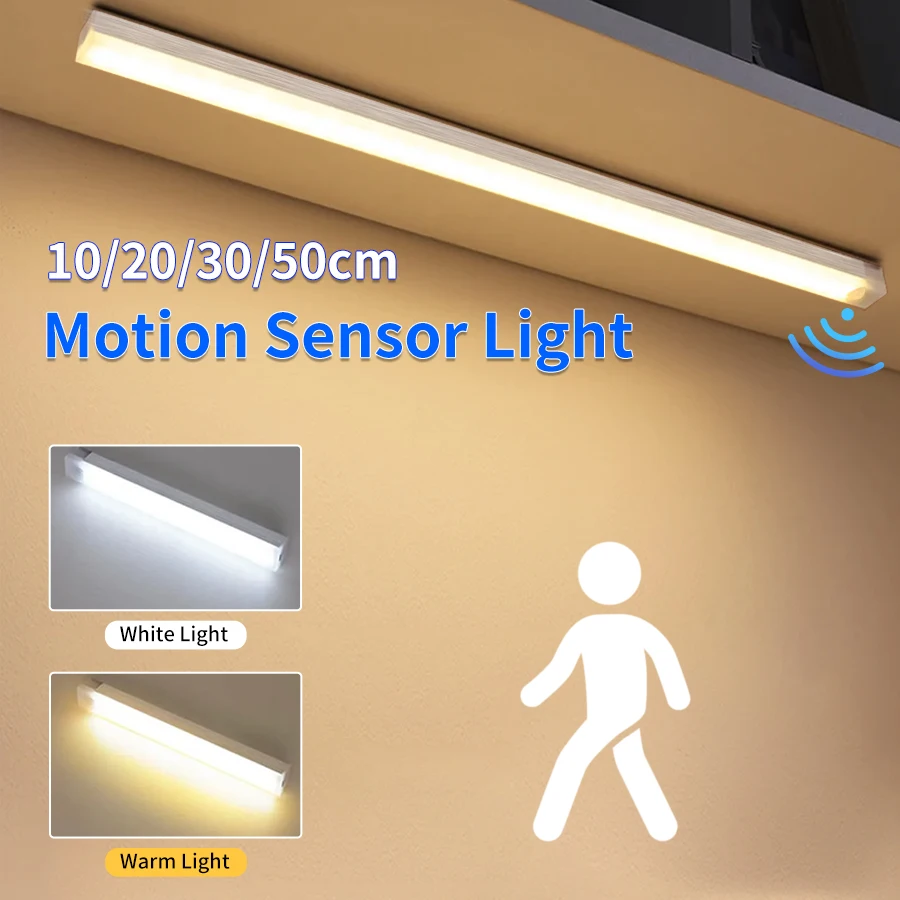 モーションセンサーライトワイヤレス充電式 LED ナイトライトクローゼットキャビネットワードローブランプキッチン階段バックライト 10/20/30/50 センチメートル