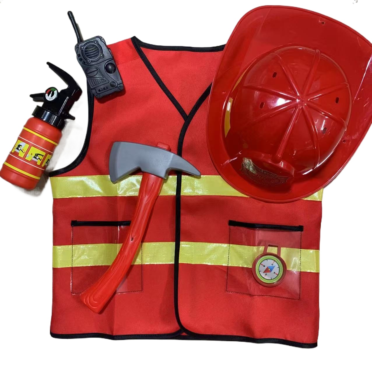 Crianças bombeiro cosplay pequeno bombeiro traje para menino criança halloween carnaval festa vermelho fogo broca trajes chapéu kit