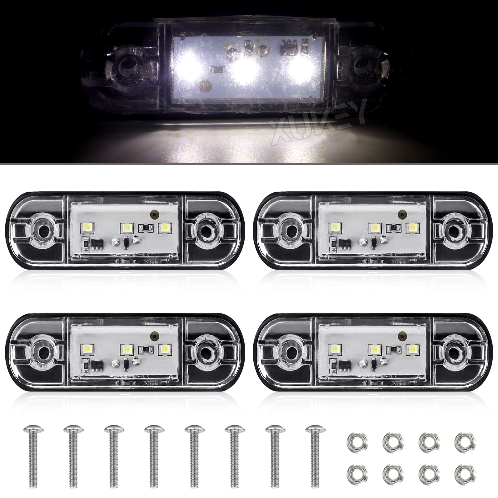 4 pezzi LED parti di camion luci di ingombro laterali 12V-24V indicatore bianco rimorchio per camion UTE indicatore di direzione laterale posizione anteriore lampada di ingombro