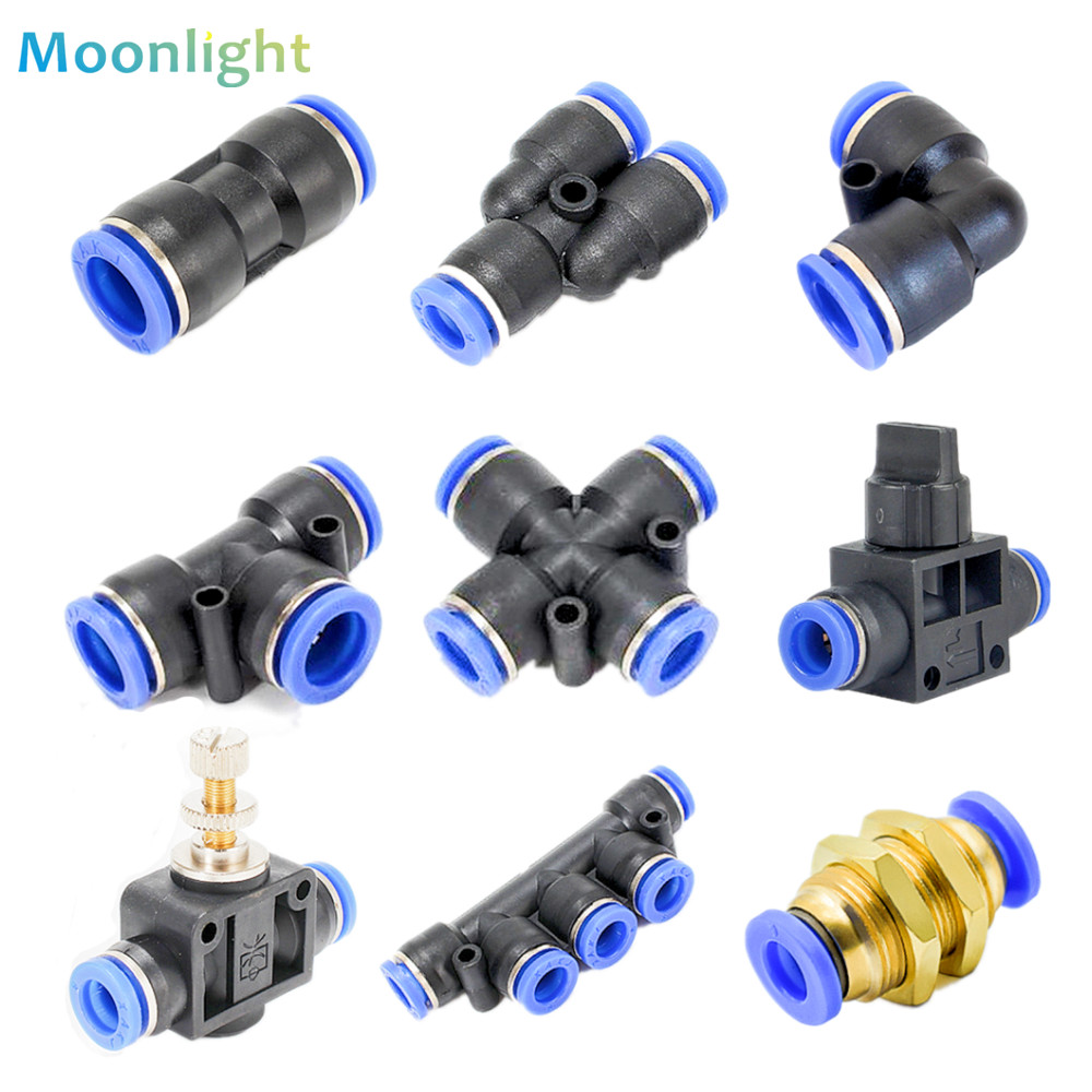 Conector de tubo neumático, accesorios rápidos de aire, acoplador de manguera de empuje de agua, 4mm, 6mm, 8mm, 10mm, 12mm, 14mm, PU, PY, PK, PE, PV, SA