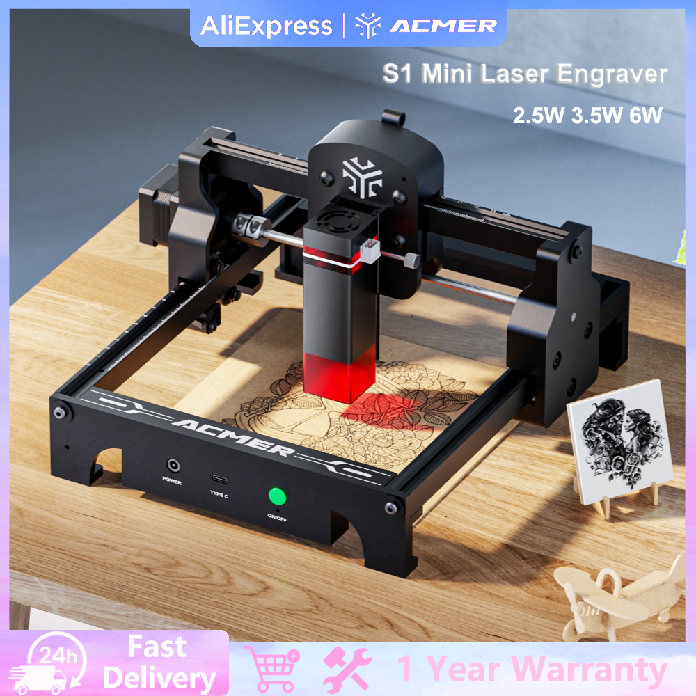 ACMER S1 ミニレーザー彫刻機ポータブルレーザー彫刻機 DIY 切断機彫刻木材アクリルレザー MDF 初心者用