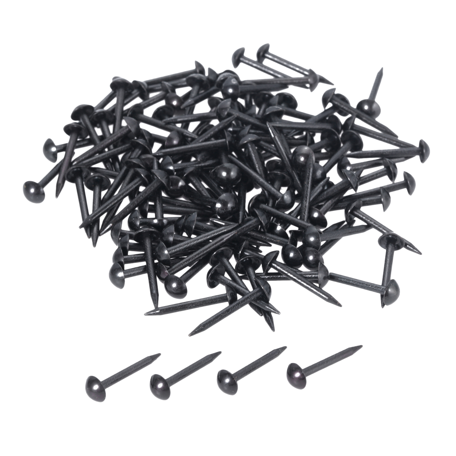 Dophee 100/200pcs Paku Pelapis Hitam untuk Kotak Perhiasan Kayu, Kotak Hadiah, Paku Keling Furnitur, Paku Kecil, Paku Keling Kecil