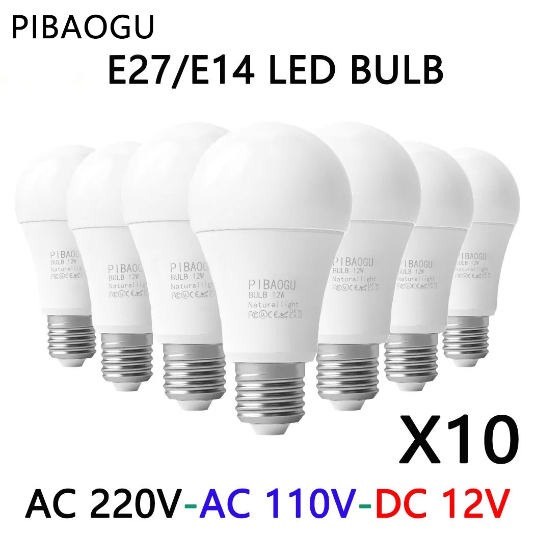 Bộ 10 Bóng Đèn LED Đèn E27 E14 AC220V 110V 120V DC12V-85V Bóng Power20W 18W 15W 12W 9W 5W 3W Lampada Phòng Khách Nhà Đèn LED
