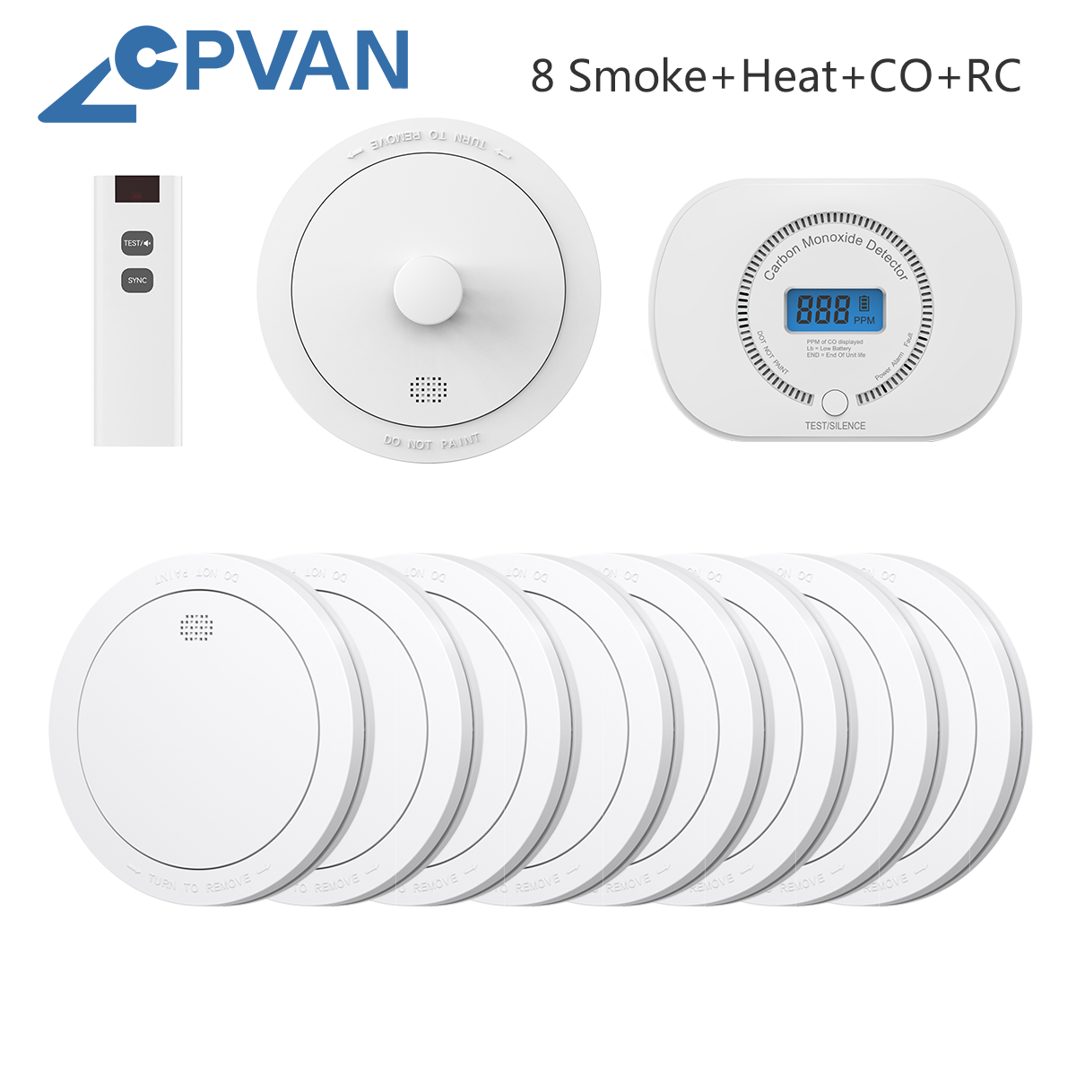 CPVAN Smoke & Carbon Monoxide & Heat Detector Interconnected Alarm Bundle Wireless Interlinked Fire CO Alarm Sensor Equipment