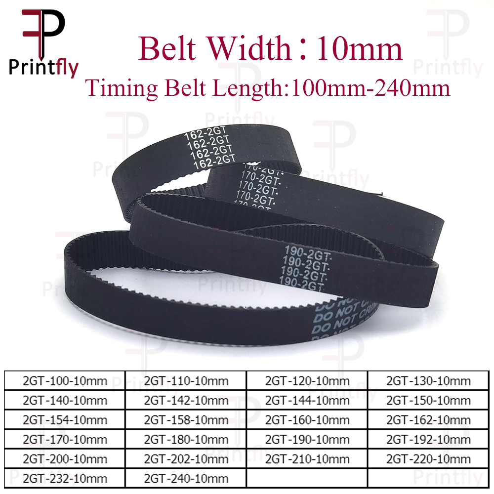 Printfly 2GT/GT2 distributieriem breedte 10 mm 100 110 120 130 140 142 144 150 154 158 160 162 170 180 190 192 200 202 210 220 232 240