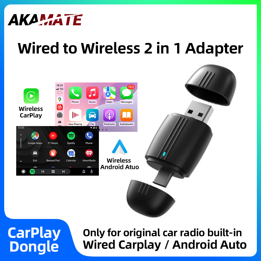 Adapter Bluetooth WIFI 2w1 Bezprzewodowy CarPlay do Auta z Oryginalnym Systemem Bezprzewodowego CarPlay i Android Auto z Podwójnym Interfejsem