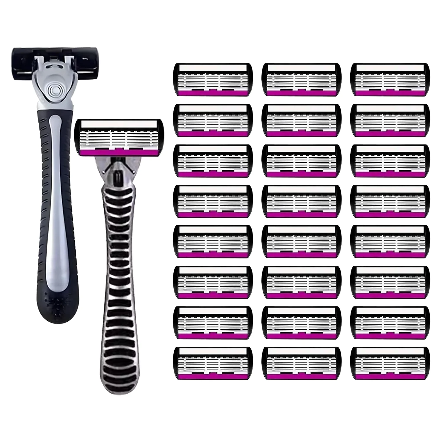 3/6/12 Piezas/Cuchillas de Afeitar de Seguridad para Hombre de Alta Calidad, Cartuchos de Afeitado de Acero Inoxidable Alemán de 6 Capas Compatibles con Máquinas de Afeitar