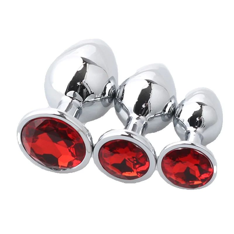 3 Pcs/set Metal Anal Plug Butt Plug Mainan Seks Mainan Anal Untuk Wanita/Pria/Pasangan Permainan Dewasa Masturbator Anal S/M/L Diamond Sex Shop