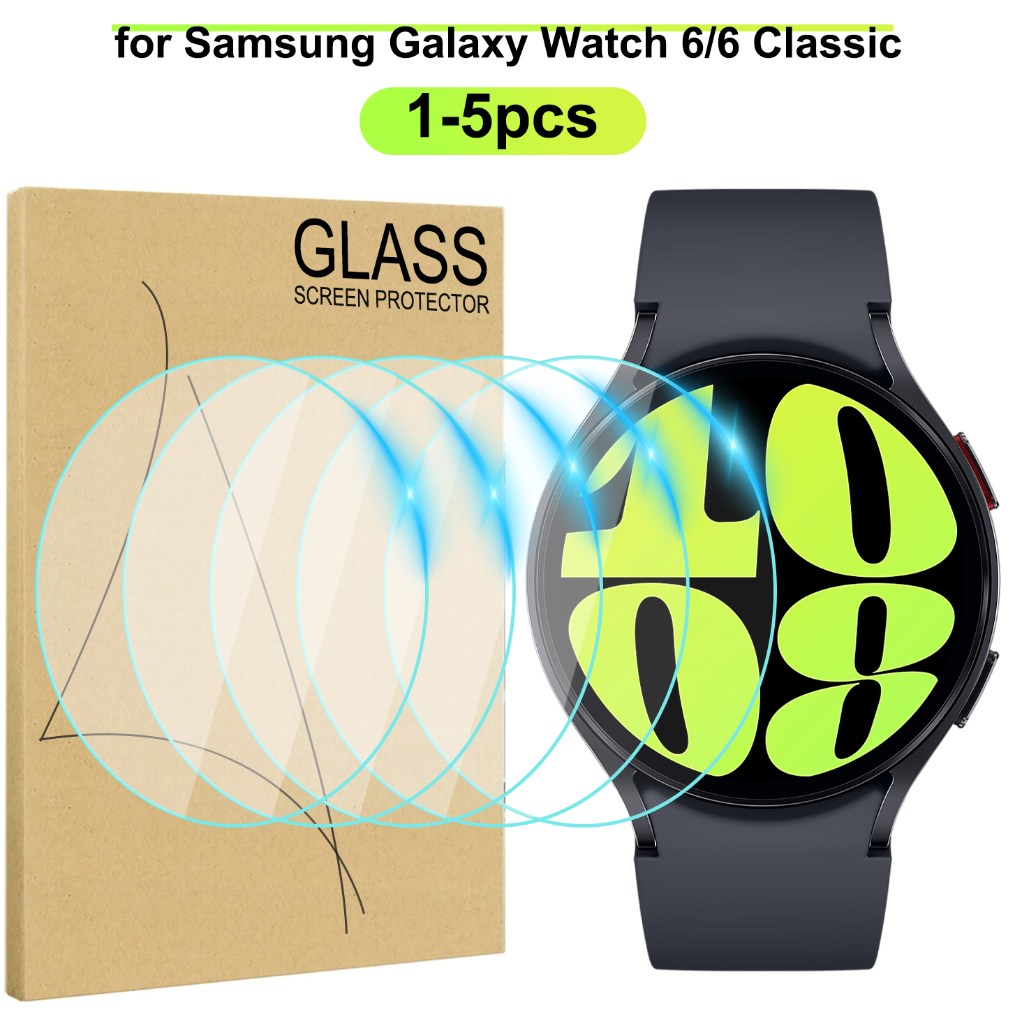 Vidrio templado para Samsung Galaxy Watch 6 40mm 44mm HD película protectora de pantalla antiarañazos para Watch 6 Classic 43mm 47mm 1-5 uds
