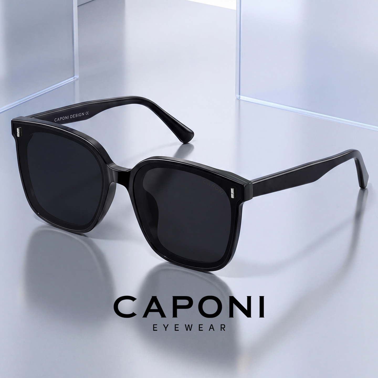 CAPONI okulary przeciwsłoneczne z octanu HD TAC kwadratowe UV400 Protect marka designerskie okulary klasyczne okulary przeciwsłoneczne na zewnątrz dla mężczyzn CP7459