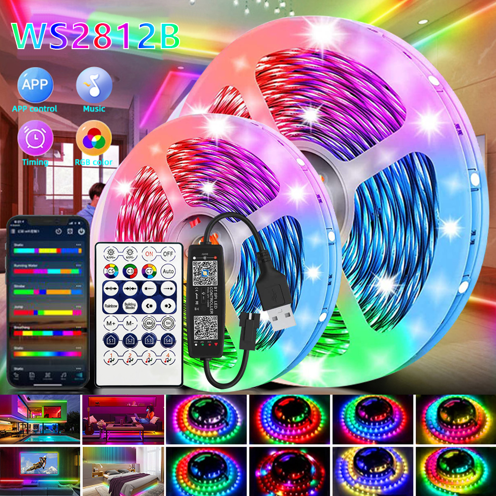 LED-Streifen RGBIC 5050 WS2812b Bluetooth App-Steuerung Chasing Effect Lights Flexibles Band Diodenband TV-Hintergrundbeleuchtung Raumdekoration