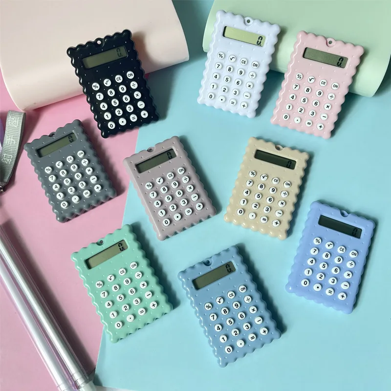 Calculadora portátil con forma de galleta Kawaii, Mini calculadora de examen de bolsillo para estudiantes, contador de 8 dígitos, suministros escolares y de oficina
