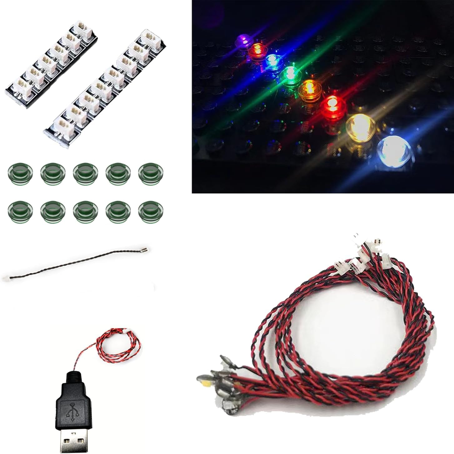 10 Buah Kit Pencahayaan LED Warna-warni, Pencahayaan Blok Bangunan DIY, Kompatibel dengan Model Blok Bangunan Lego, Menyalakan Bangunan Anda