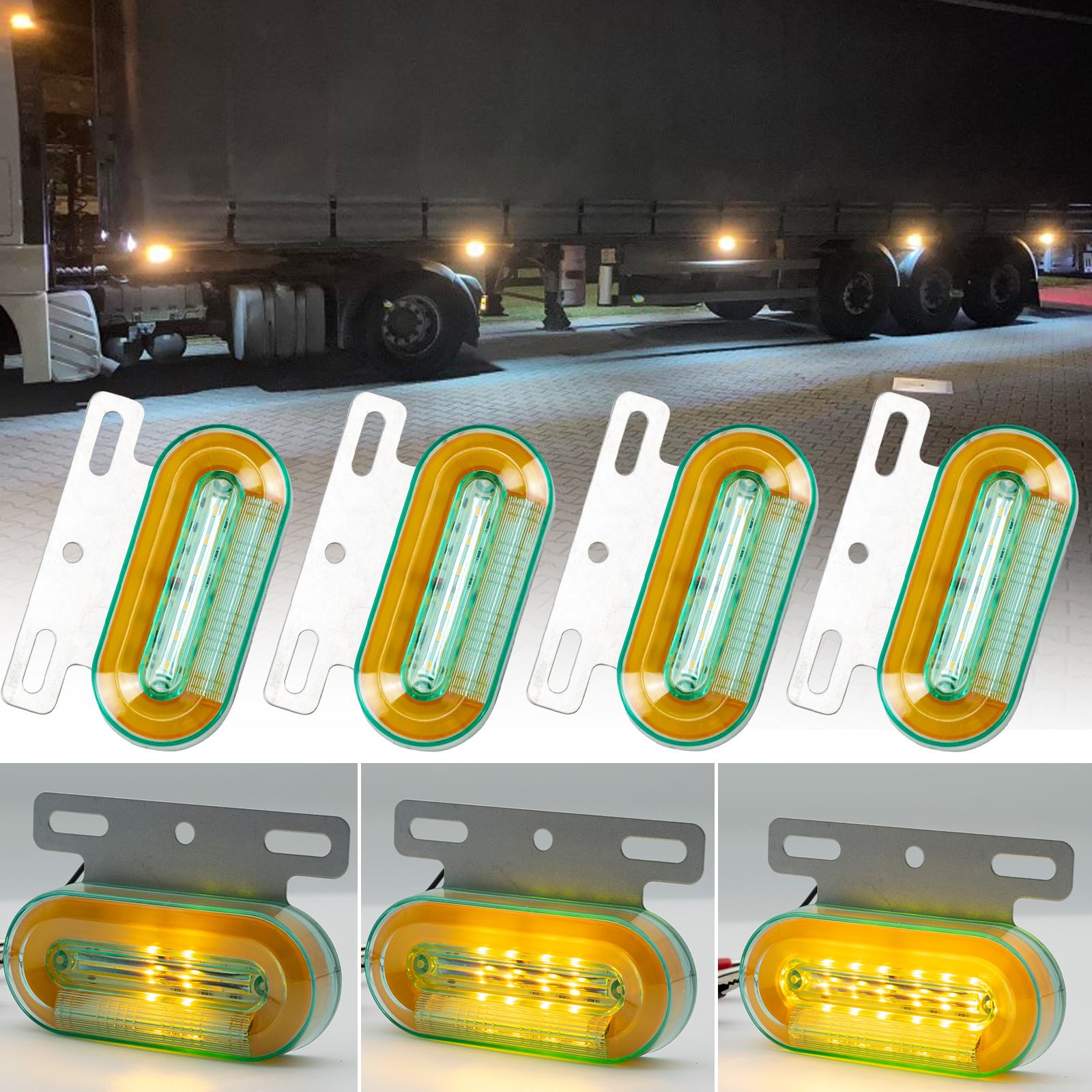 4x dynamischer Blinker Umriss Seiten markierung Blinker Warnleuchte gelb für 12V Anhänger Wohnwagen Auto RV Bus Van Wohnmobil Fahrzeuge