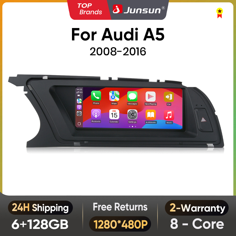 Junsun 8,8 cala CarPlay dla Apple Car Radio Multimedia dla Audi A5 2009-2016 Bluetooth Wireless Android Auto 4G WiFi GPS Stereo