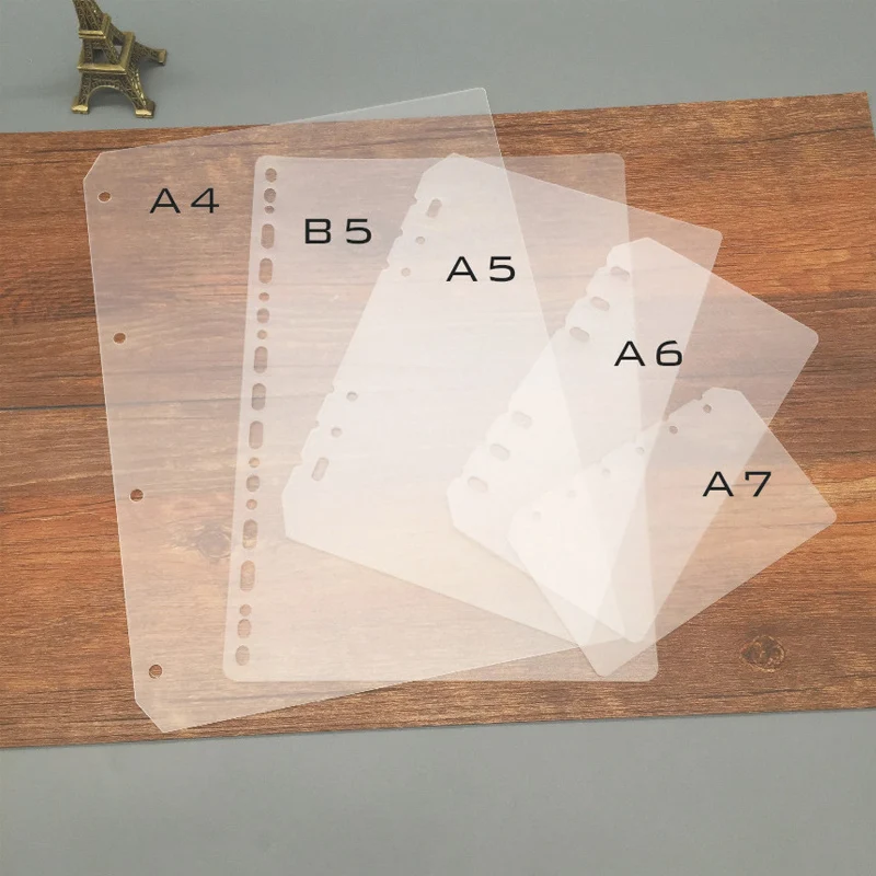 Separador de índice de hojas sueltas de plástico, organizador de cuaderno en espiral, accesorios de papelería, A5/A6/A7, 6 agujeros, 2 unids/set por juego