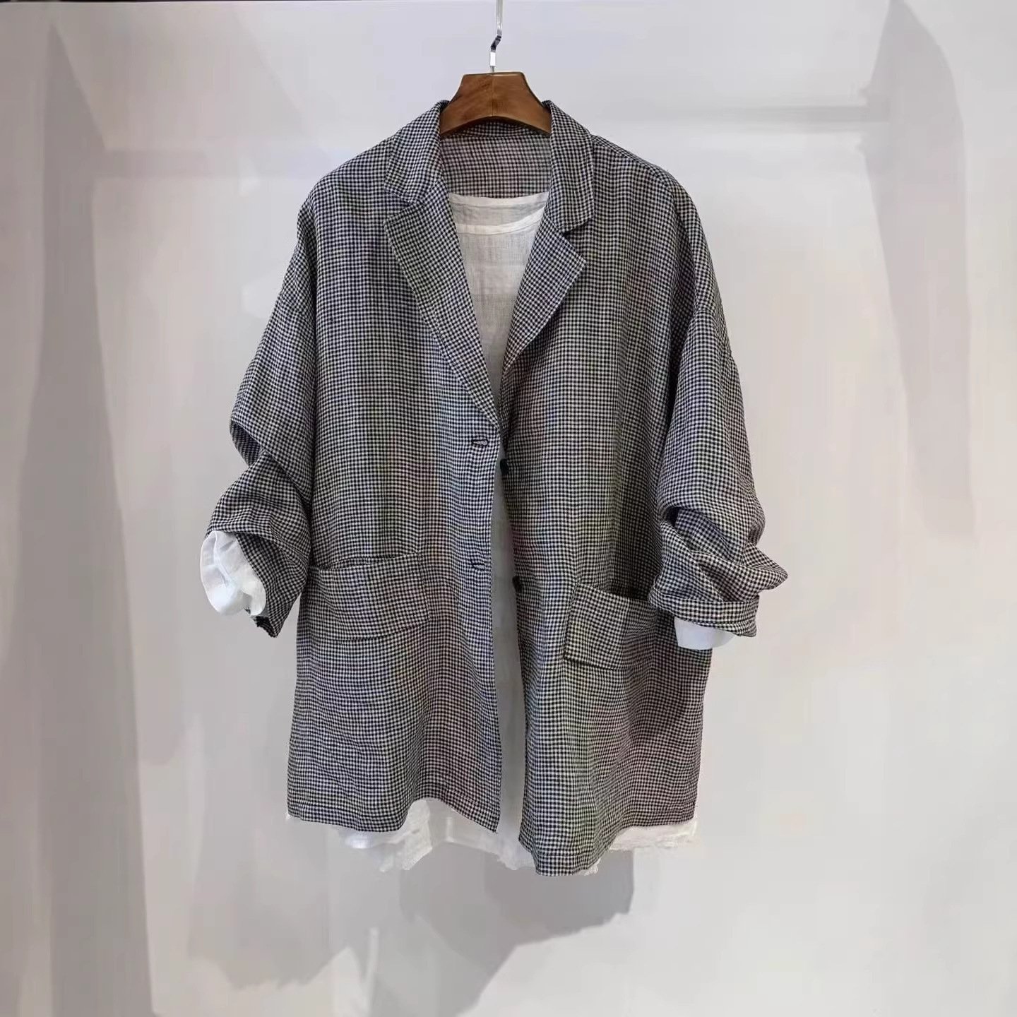 SuperAen Einfache gestreifte Leinenanzüge für Bürodamen, Damen, 2026, Frühling, neues Design, japanischer Stil, Vintage, lockere Freizeitanzüge