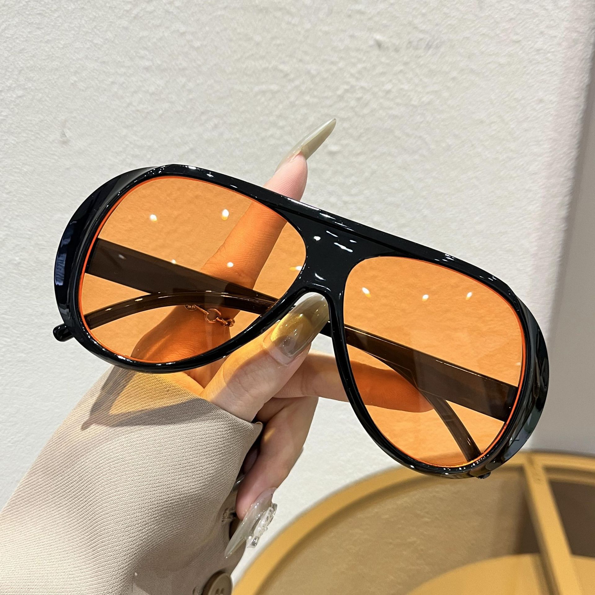 Moda piloto grande quadro óculos de sol feminino marca designer vintage óculos uv400 senhoras ao ar livre óculos diários