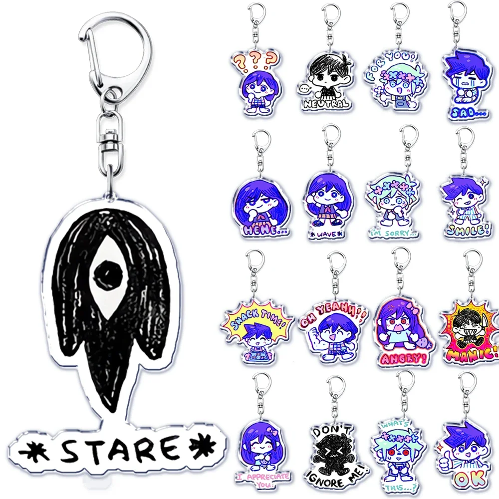 Omori Game Keychain for Fans, Bag Pendant, Pendant, Basil Kel Hero, Aubrey Omocat, Sunny Chaveiro, Anel Chaveiro, Jóias, Acessórios Quentes, Presentes