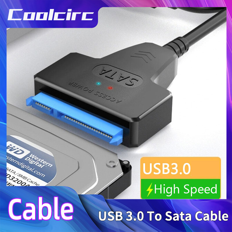 Coolcirc Cable SATA a USB 3.0 de hasta 6 Gbps para disco duro SSD HDD externo de 2,5 pulgadas Adaptador SATA Cable USB 3,0 a Sata III