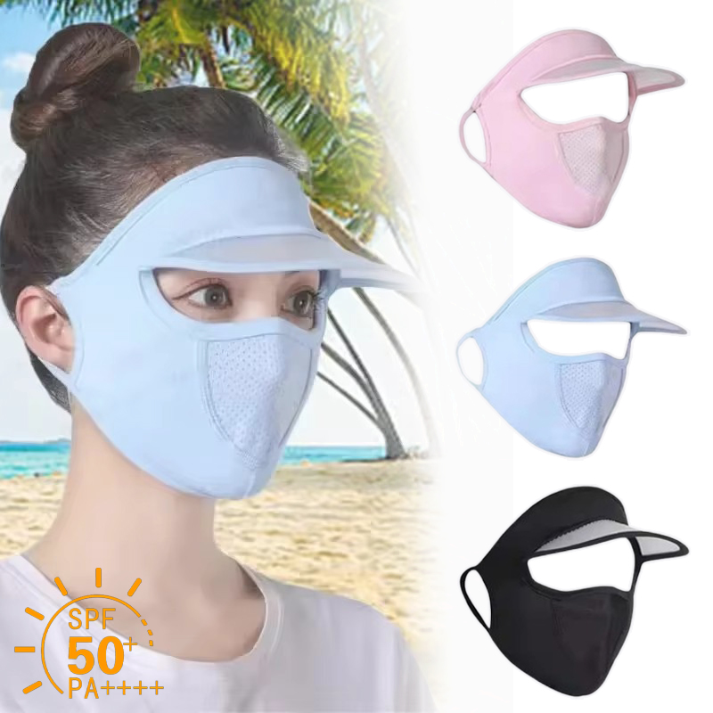 Zomerzonnebrandcrème Ijs Zijde Masker UV-bescherming Gezichtsbedekking Zonnebrandcrème Sluier Gezicht met rand Fietsen Zonbescherming Hoeden Caps