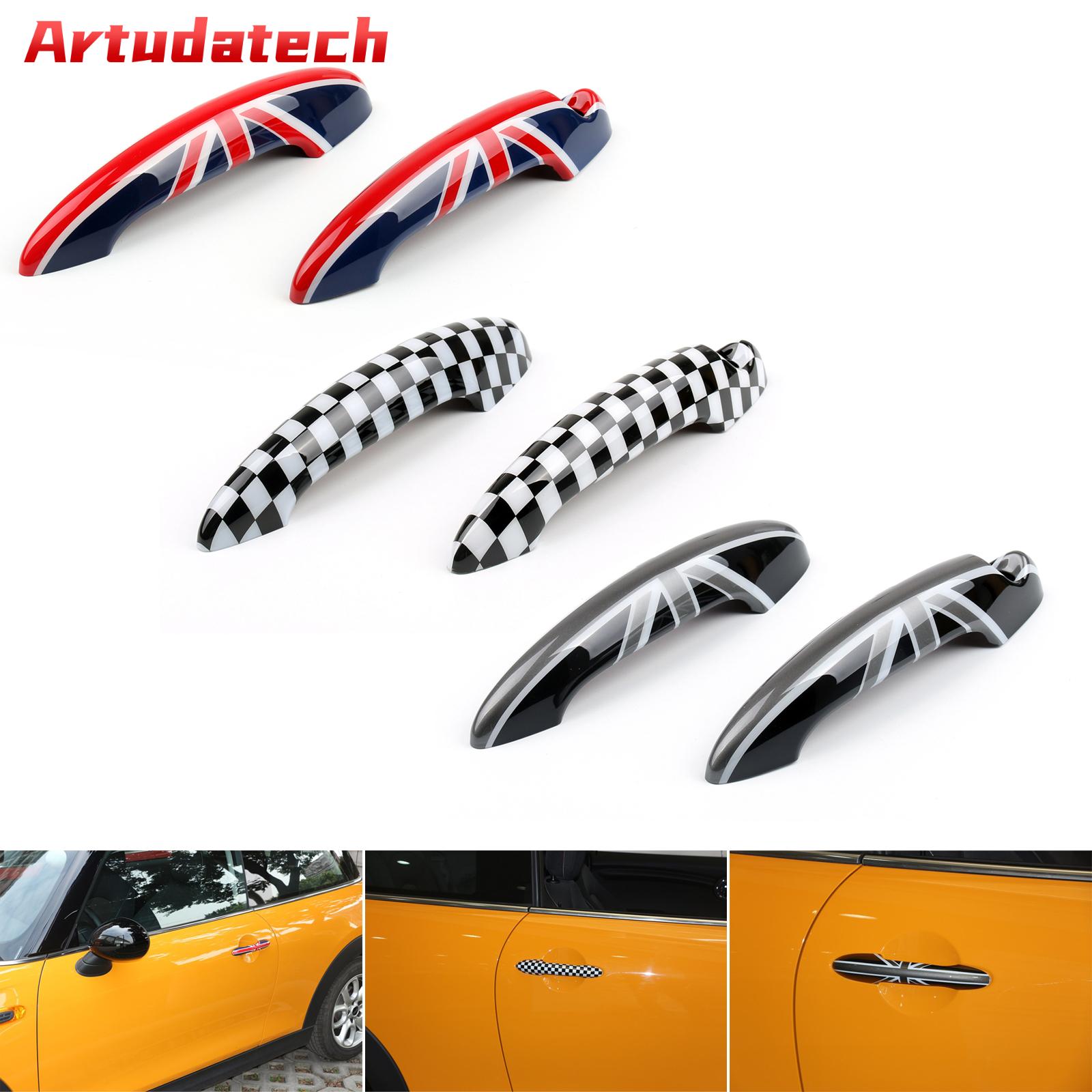 Artrudotech-Union Jack Bandeira do Reino Unido Quadriculada Door Handle Cover, acessórios para Mini Cooper R50, R52, R53, R55
