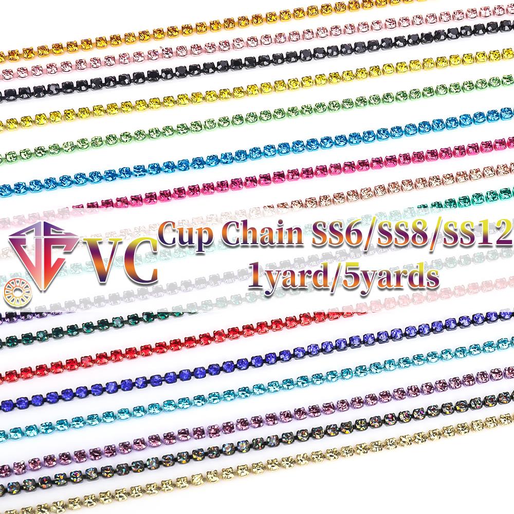 VC 1 ярд/5 ярдов, хрустальные стразы, каменная цепочка на чашку, золотые стразы, декоративная аппликация, отделка кристаллами для платьев