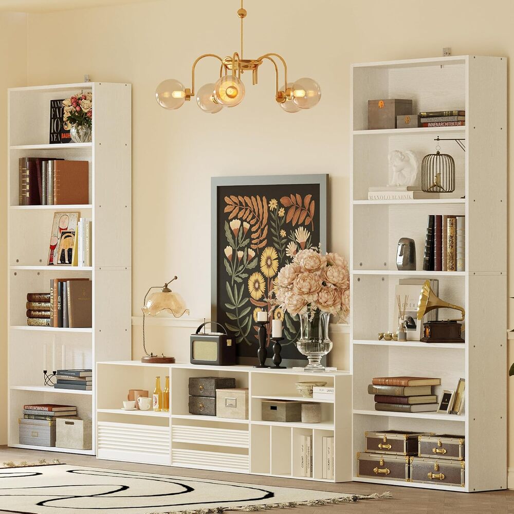 IRONCK Bookshelves and Bookcases Set of 2 Floor Standing 6 Tiers Display Storage Shelves 70 in Tall Bookcase for Home Office