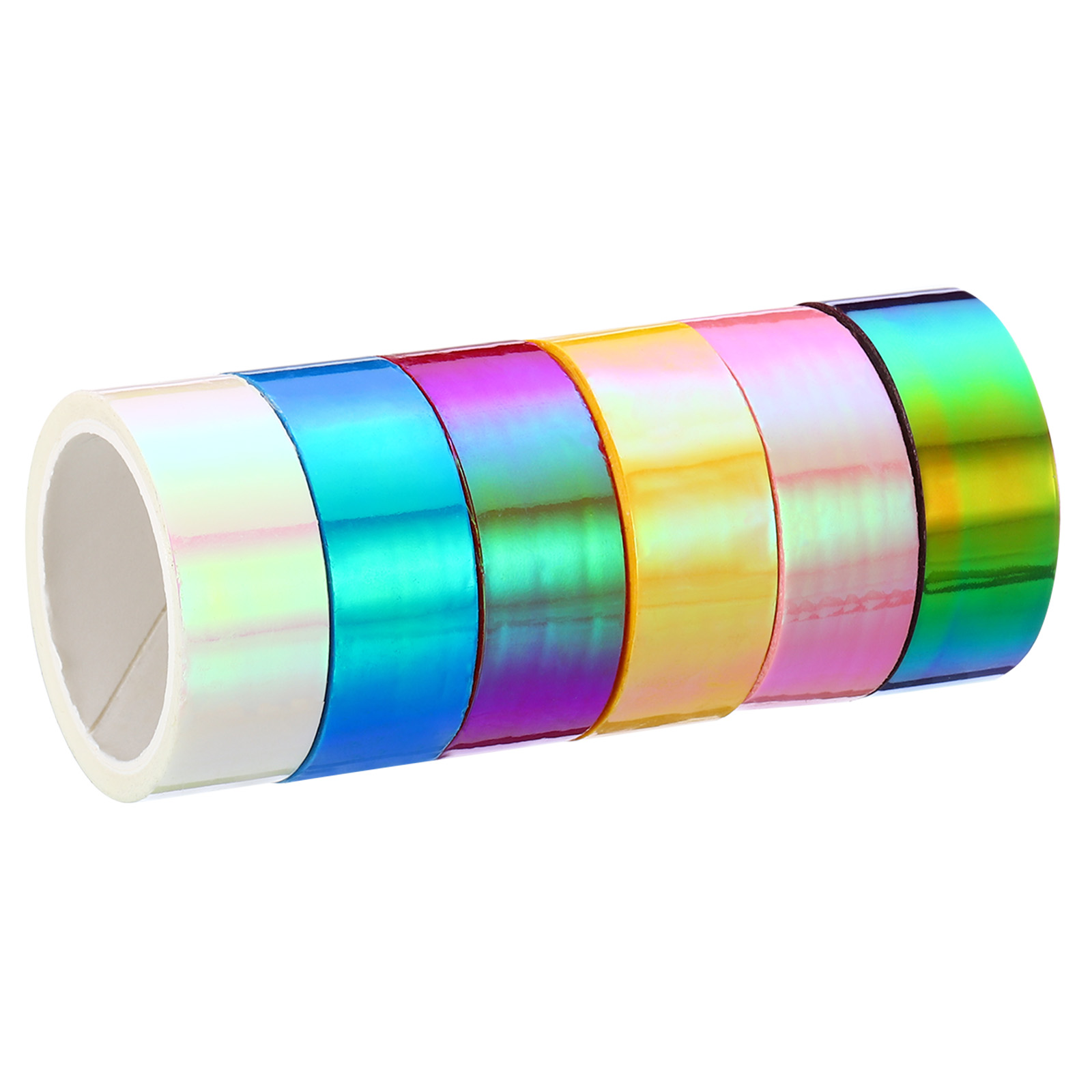 Rouleau de ruban métallique auto-adhésif holographique, 6 rouleaux de 15mm x 5m, autocollant de masquage métallique pour miroir, décoration, ruban de masquage pour Scrapbooking