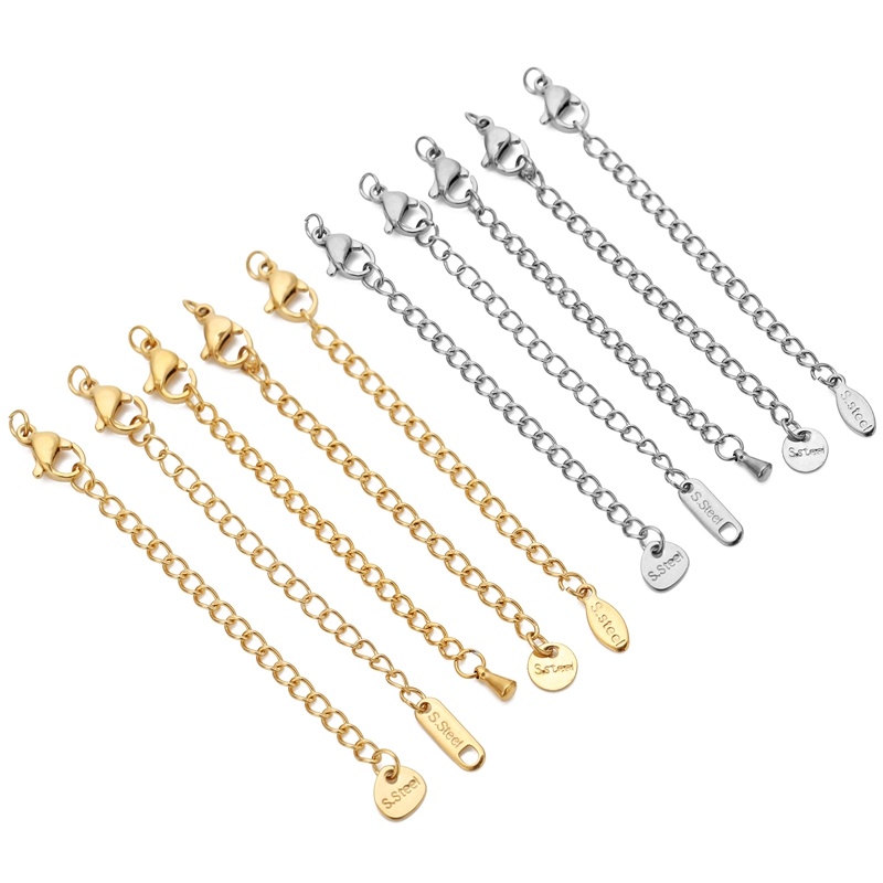 랍스터 걸쇠와 10pcs 스테인레스 스틸 연장 체인 커넥터 링크 목걸이 꼬리 만들기 DIY 팔찌 액세서리 용품