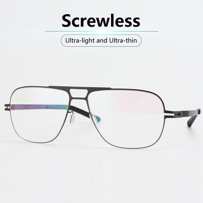 Screwless Glasses Frame Men's Eyeglasses German Ultra Light Eyewear Germany Brand Spectacles Designer Double Beam Pilot Shape