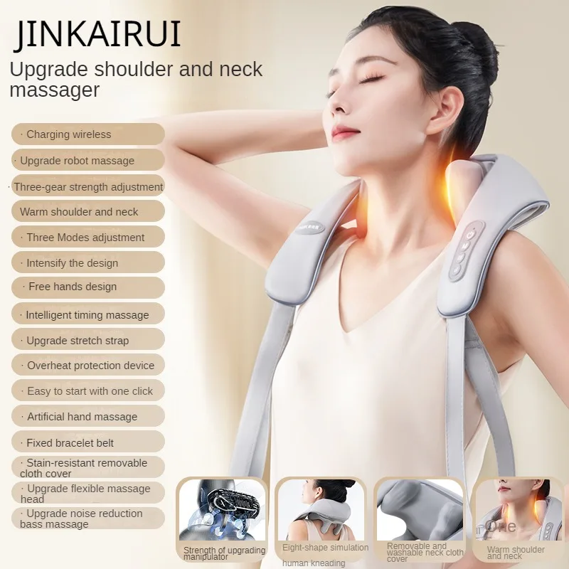 Massageador de pescoço recarregável elétrico relaxar músculos com amassar ombro shiatsu massagem nas costas-casa massageador corporal massagem xale