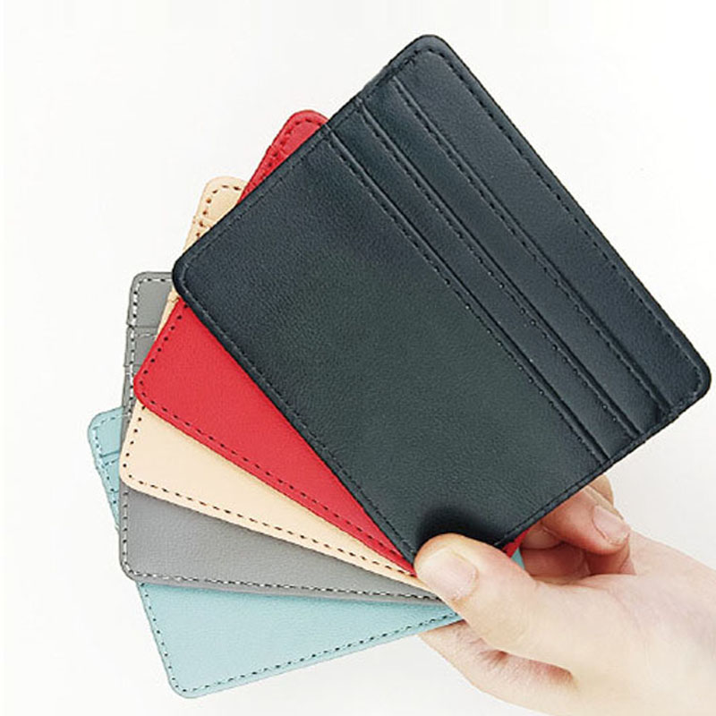 Porte-carte d'identité en cuir Pu, couleur bonbon, boîte pour cartes de crédit bancaire, multi-fentes, étui mince pour cartes, portefeuille pour femmes et hommes, couverture pour cartes de visite, 1 pièce