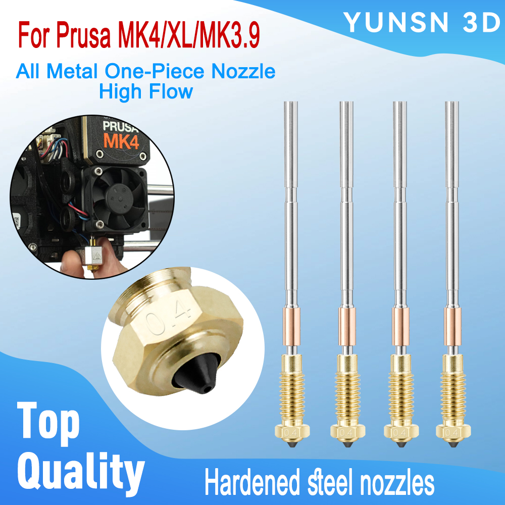 Модернизированная насадка Hotend для Prusa MK4/XL/MK3.9, цельнометаллическая цельная насадка из закаленной стали, 0,4 мм, прочная часть 3D-принтера с высоким расходом