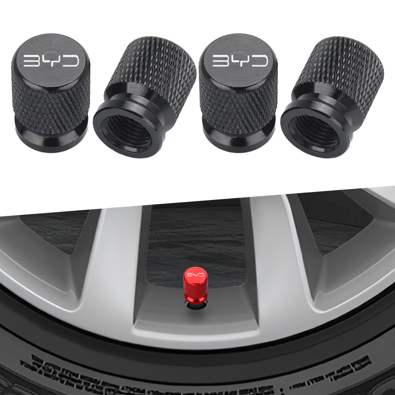 4Pcs Car Wheel Tire Valve Caps Tyre Stem Cover Airdust Waterproof for BYD Shark 6 Qin Plusdmi Atto 3 Han EV Dolphin Yuan Plus