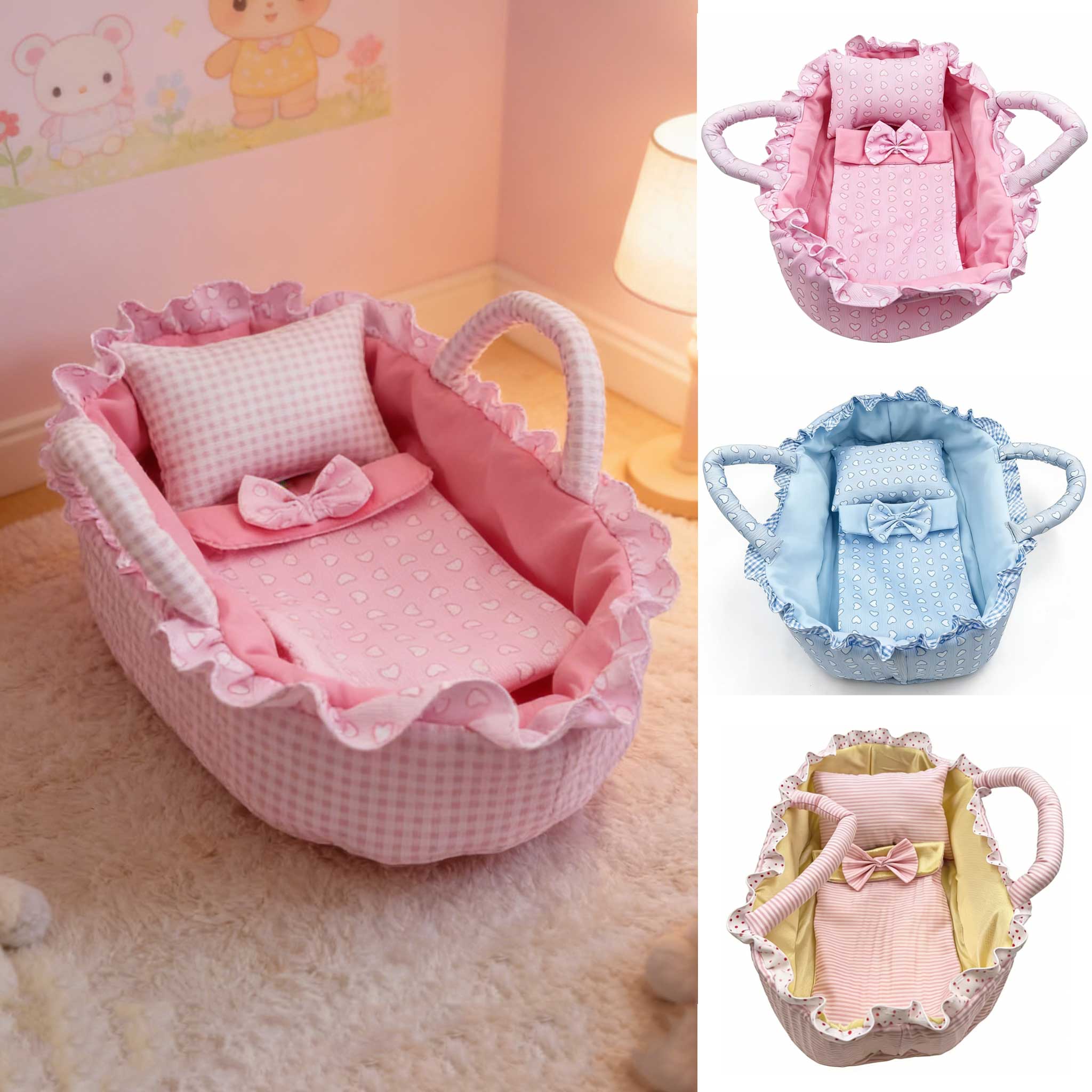 Adaptado para Muñecas de Menos de 35 cm, con un Bonito Diseño de Cesta Hecha a Mano, para Muñecas de Vestir, Accesorios para Casas de Muñecas, Juguetes y Regalos para Niñas
