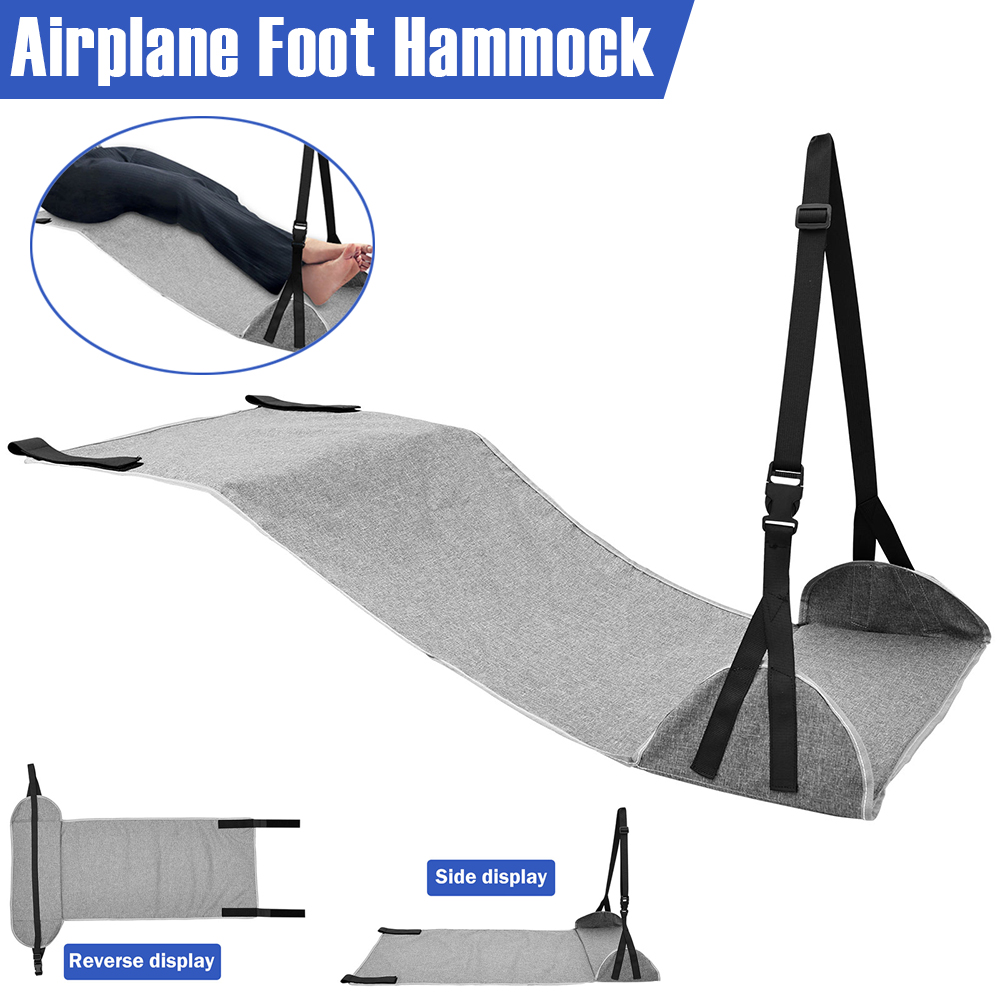 飛行機フットハンモックナイロントラベルフットレスト調節可能なストラップ付きアップグレードされた快適な飛行機フットスリング旅行オフィス用
