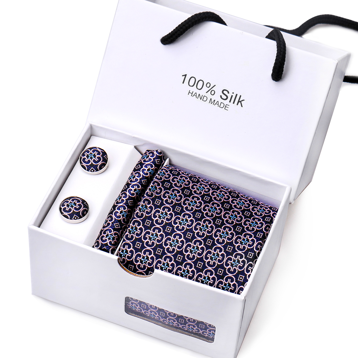 Gravata masculina definida em uma caixa paisley gravatas para presentes masculinos gravata de luxo bolso quadrado abotoaduras casamento negócios formal terno gravata