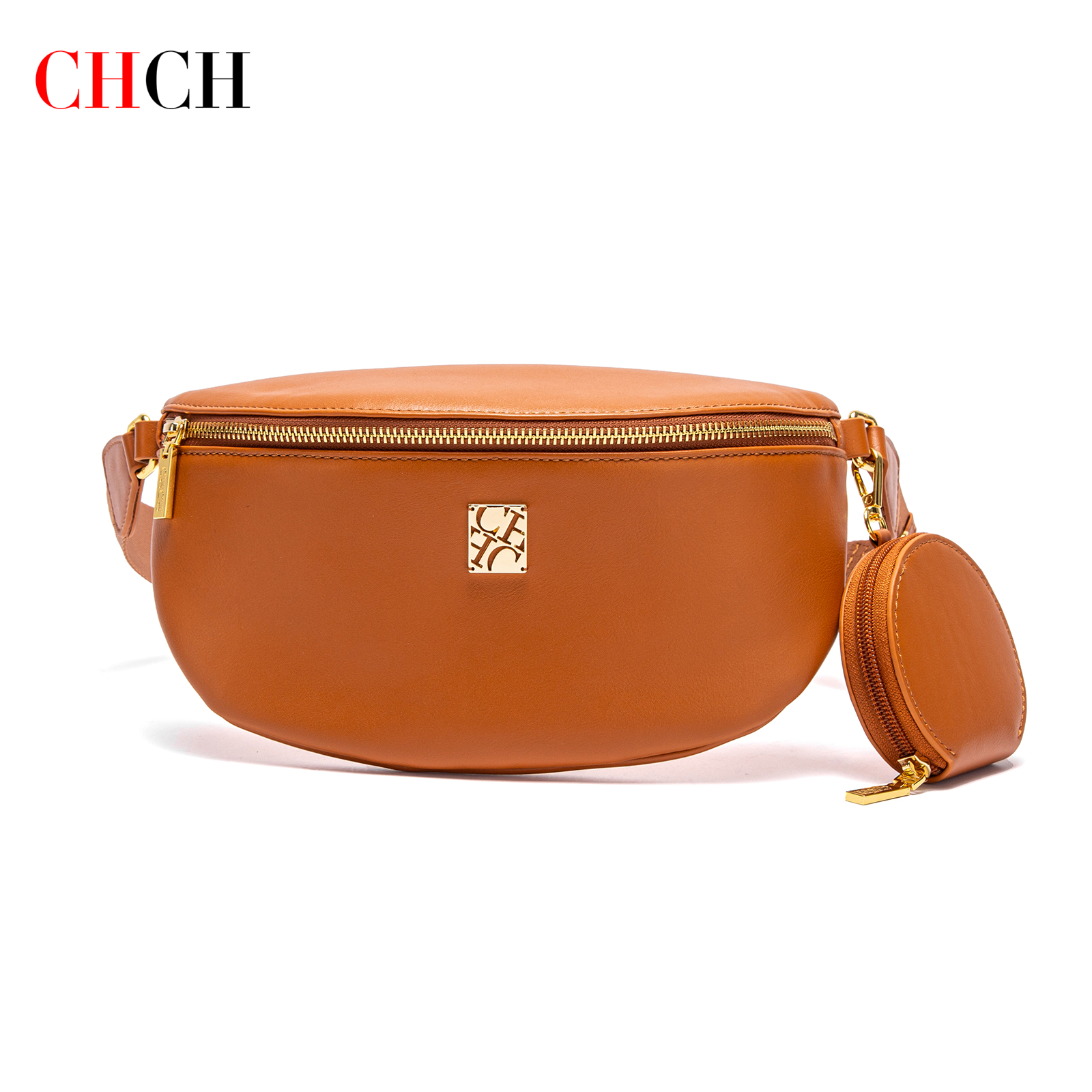 Bolsa de Cintura Feminina CHCH 2026 Nova Marrom para Viagem, Bolsa Transversal Tiracolo
