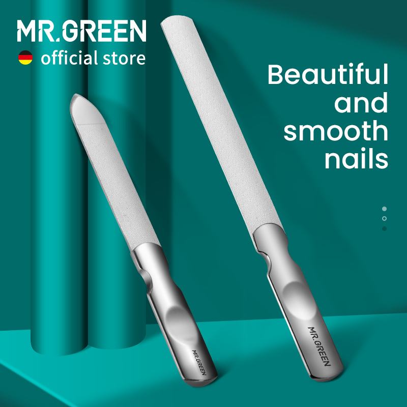 MR.GREEN Dubbelzijdige nagelvijlen Roestvrij staal manicure pedicure verzorging voor professionele vinger-teen nagelverzorgingshulpmiddelen