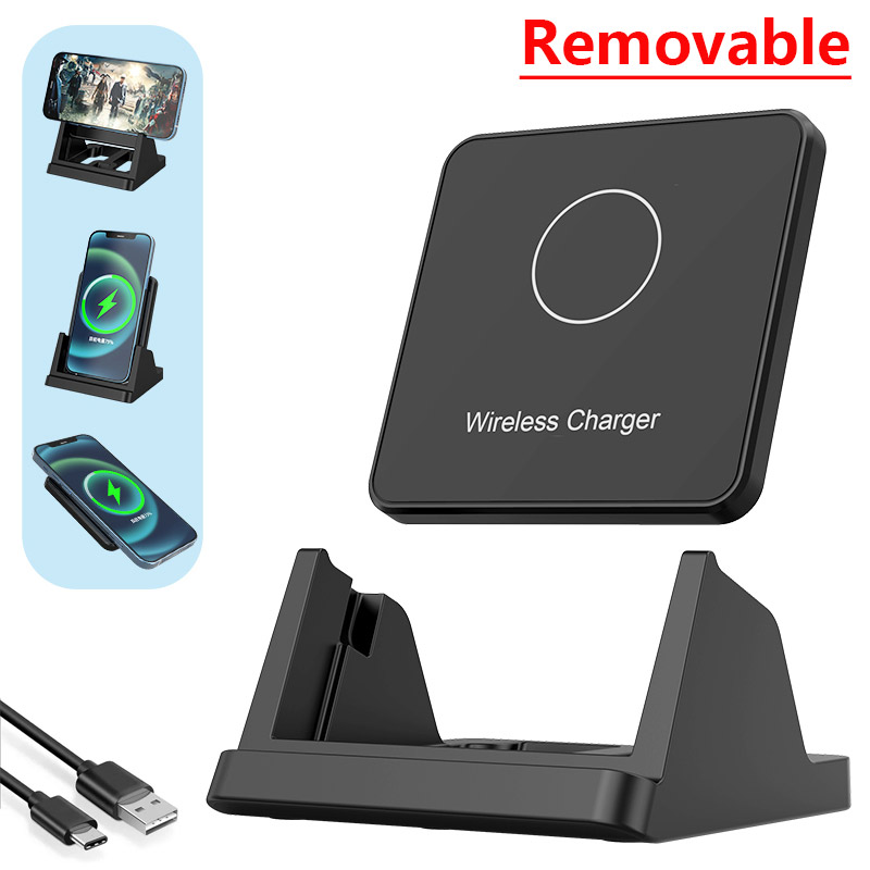 Stazione dock di ricarica rapida per telefono cellulare ultrasottile da tavolo con supporto per caricabatterie wireless per iPhone 15 14 13 12 Samsung Xiaomi