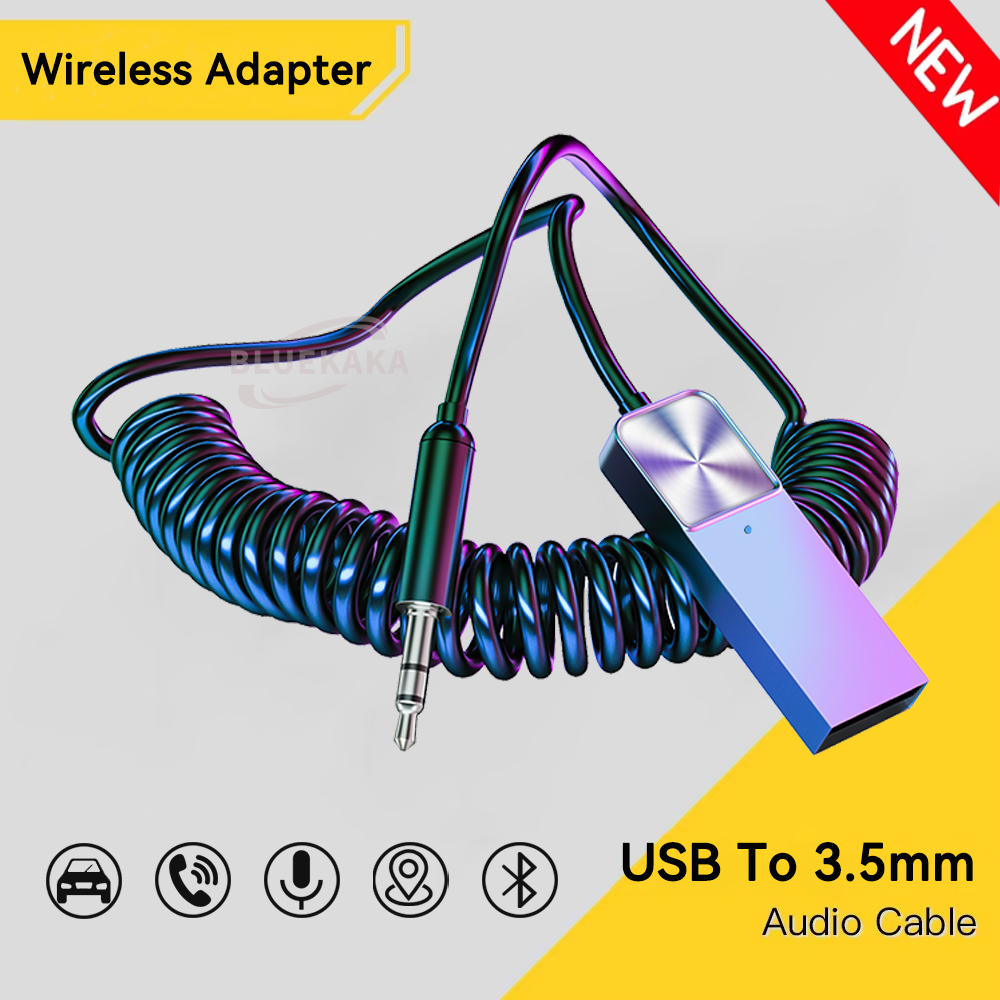 Receptor de áudio sem fio bluetooth 5.4, dongle usb para 3.5mm aux jack, kit de áudio para carro, receptor de carro, transmissão bt com microfone