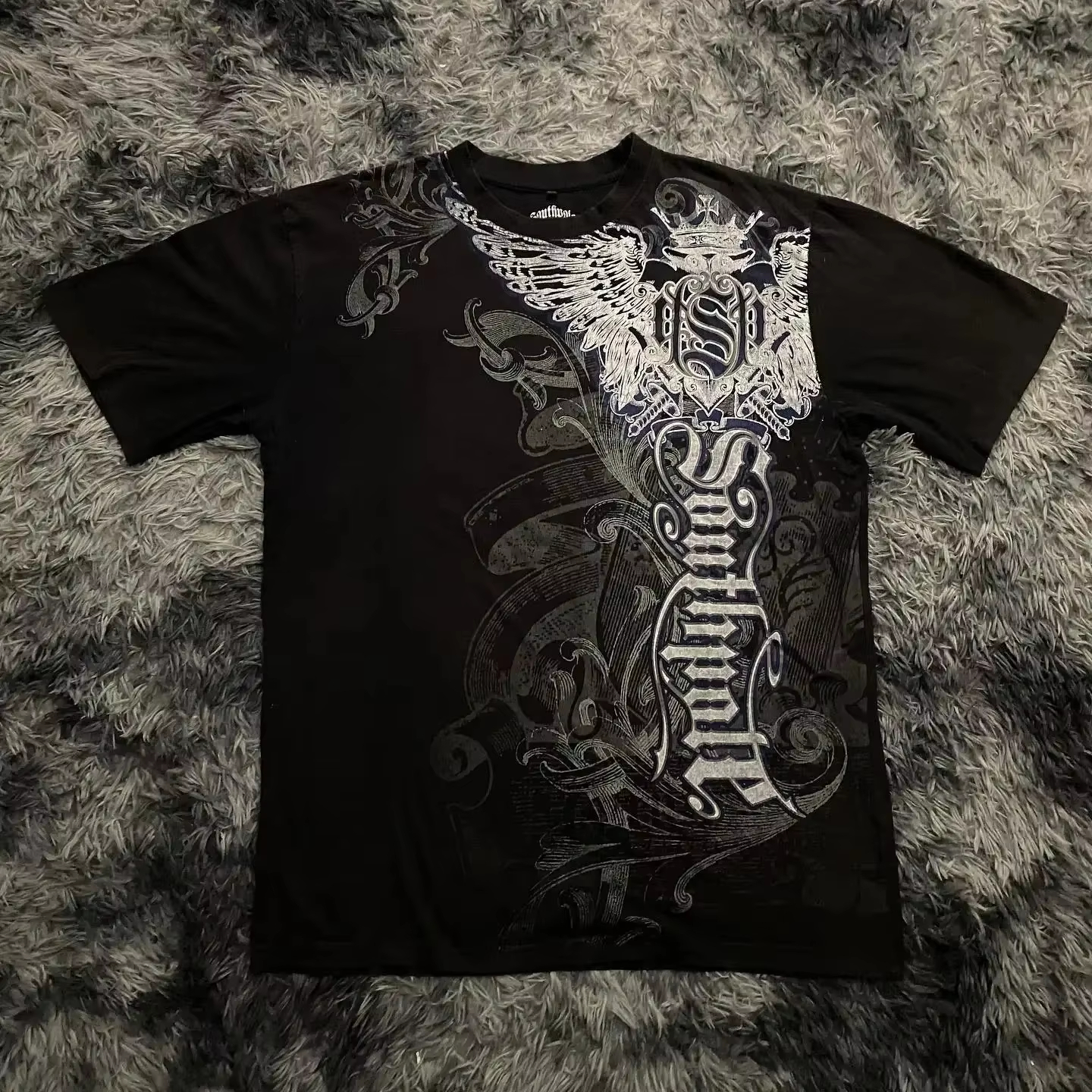 Motorcyc Classic Y2K Gothic Style Oversized T-Shirt round Neck Cotton High Street Tops for Men And Women