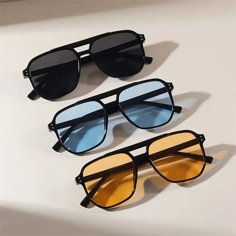Vintage Men Women Big Sunglasses Men Square Shades Brand Designer Unisex Sun Glasses Black Lense Male Female Sunglasses UV400