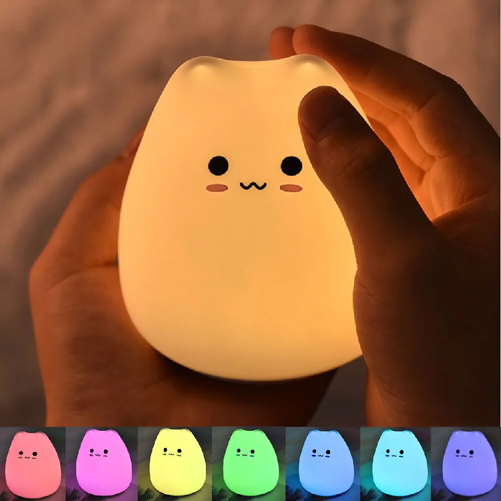 Touch Nachtlicht Bunte Katze Silikon Tier Licht Led-leuchten Cartoon Silikon Lampe Schlafzimmer Dekoration Lichter Nacht Beleuchtung