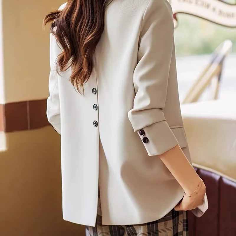 Populaire nouvelles femmes loisirs fourche arrière costume manteau femme printemps automne à manches longues couleur unie Blazer veste haut de gamme Chic Blazers
