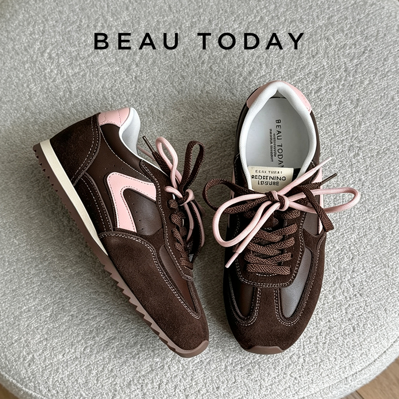 BEAUTODAY Casual Trainers Vrouwen Koe Suède Ronde Neus Meerdere Schoenveters Sneakers Lace-up Dames Schoenen Handgemaakte 29959
