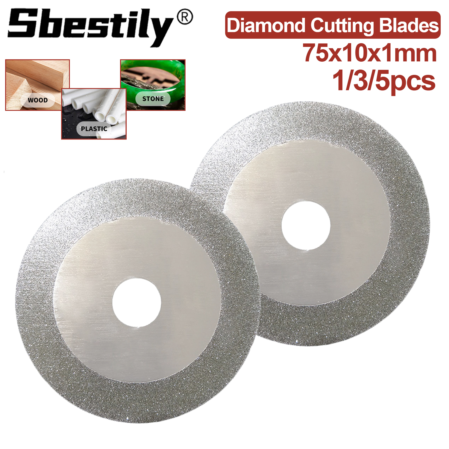 1/3/5pcs 75mm แผ่นตัดเพชร 3 "เพชรเคลือบแบน Lap ล้อสําหรับตัดแก้วกระเบื้องเซรามิคหยก Fine Grain ตัดเครื่องมือ
