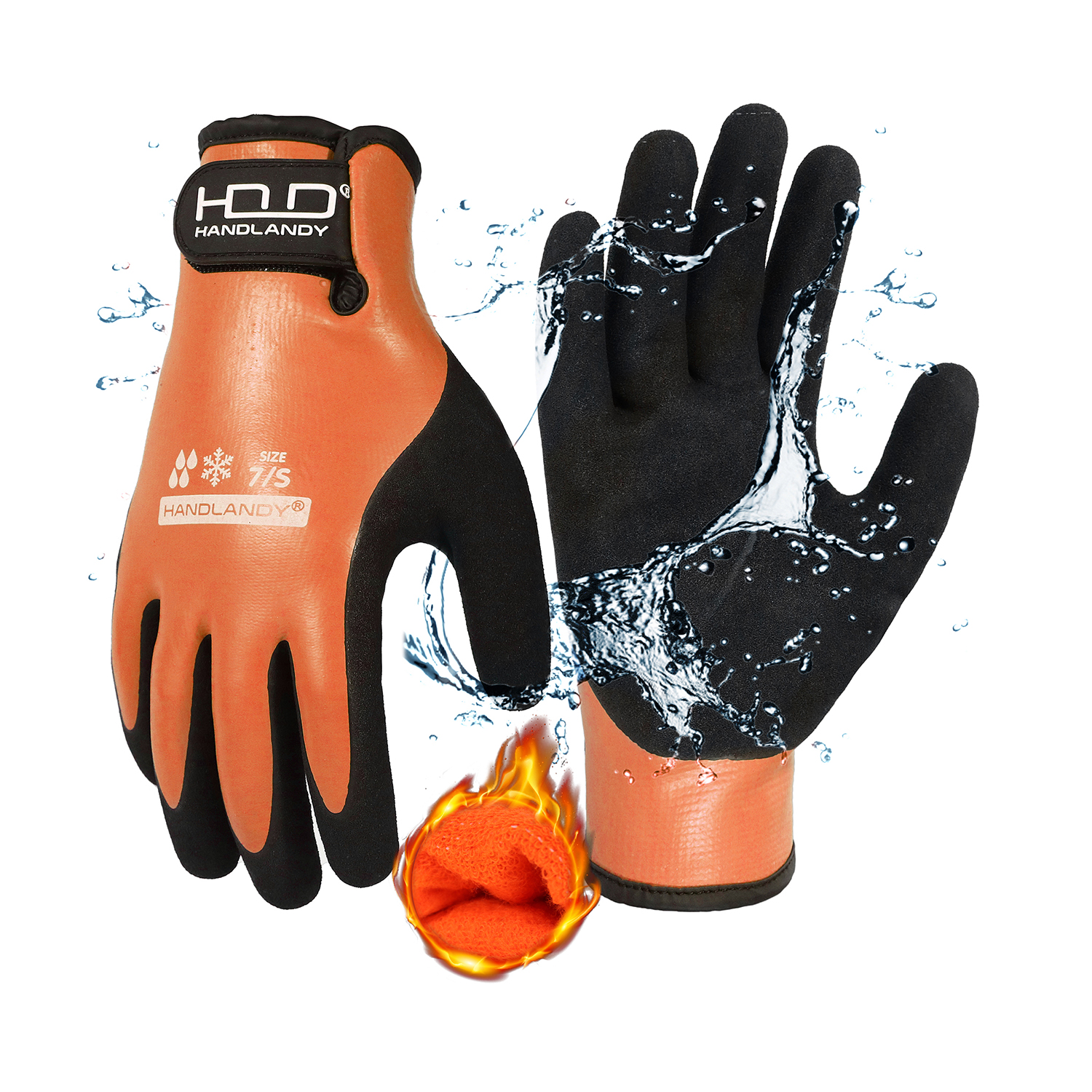 HANDLANDY-Gants de travail imperméables pour temps froid, entièrement immergés, doublure chaude en caoutchouc, extérieur, hiver