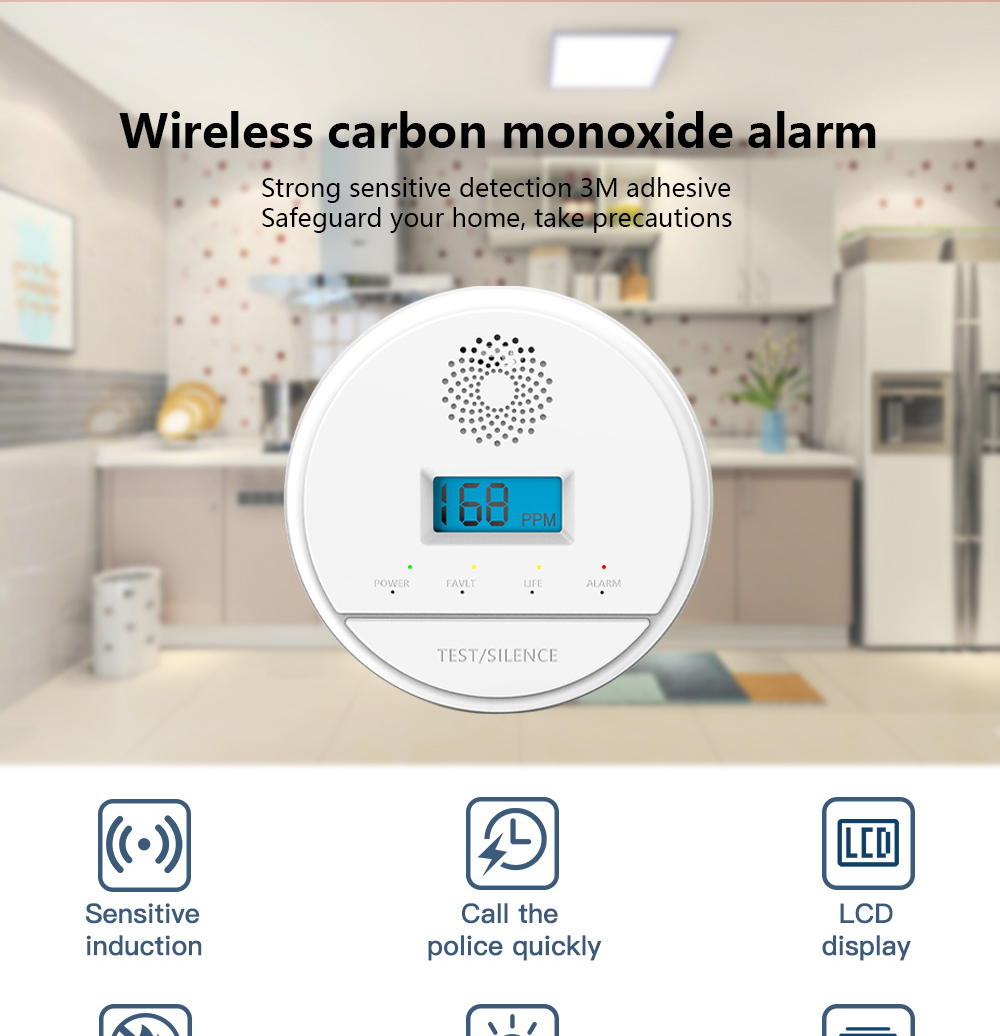 Doméstico detector de monóxido de carbono alarme de incêndio Doméstico detector de vazamento de gás Tóxico detector de Fumaça LCD alarme home monitoramento de Gás
